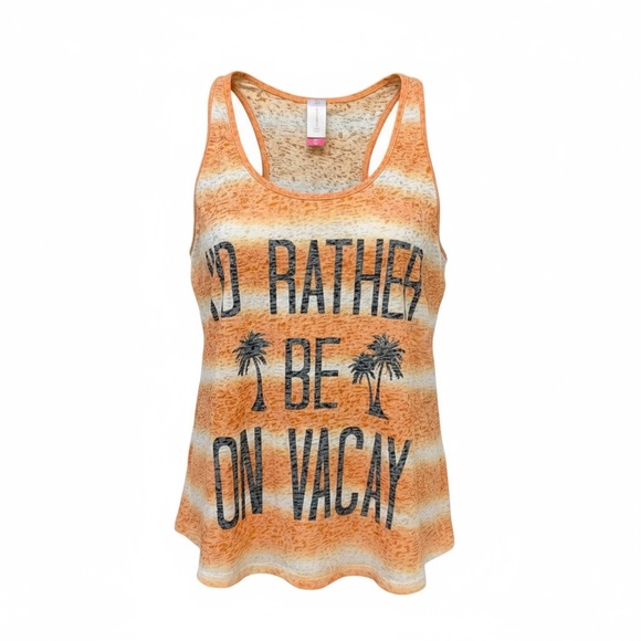 No Boundaries Orange and White Muscle Tee - Picture 2 of 8